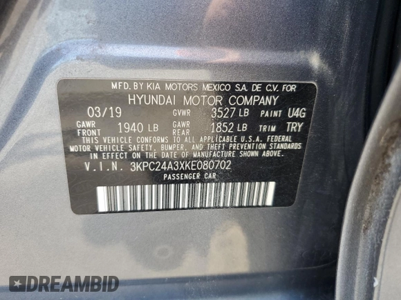 2019 Hyundai Accent SE with VIN 3KPC24A3XKE080702, listed as a Copart auction lot 51000355 with 92,614 mi miles and Non Repairable. Bid and sale history available at carsss.com. Image 12.