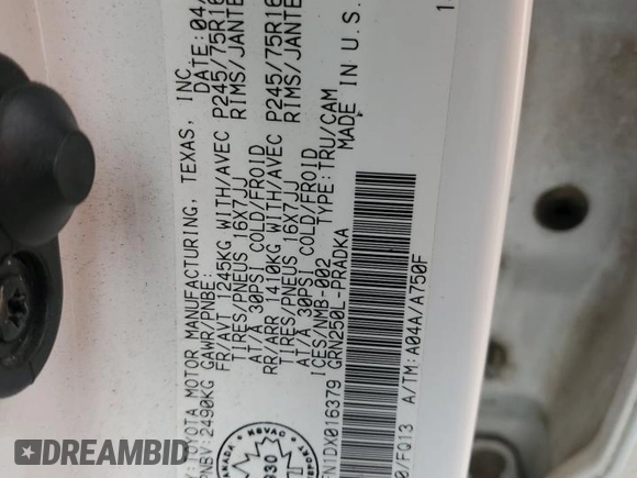 2013 Toyota Tacoma z VIN 5TFMU4FN1DX016379, wystawiony jako Copart lot #57460865 z przebiegiem 174 821 mil mil oraz Szkoda całkowita • Salvage title. Historia ofert i sprzedaży dostępna na DreamBid. Obrazek 13.