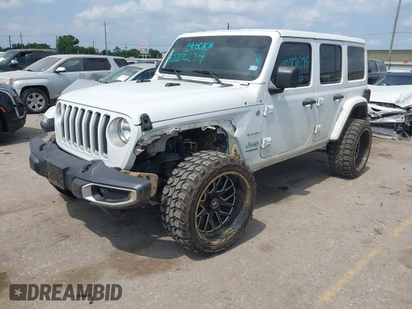 2020 Jeep Wrangler Unlimited Sahara High Altitude z VIN 1C4HJXEG2LW265227, wystawiony jako IAAI lot #42270274 z przebiegiem 77 534 mil mil oraz . Historia ofert i sprzedaży dostępna na DreamBid. Obrazek 2.