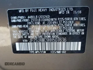 2017 Subaru Forester Touring z VIN JF2SJAWC9HH507636, wystawiony jako IAAI lot #41801988 z przebiegiem 32 030 mil mil oraz . Historia ofert i sprzedaży dostępna na DreamBid. Obrazek 9.