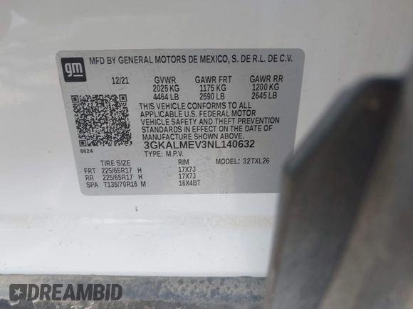 2022 GMC Terrain SLE with VIN 3GKALMEV3NL140632, listed as a IAAI auction lot 41570760 with 23,558 mi miles. Bid and sale history available at carsss.com. Image 9.