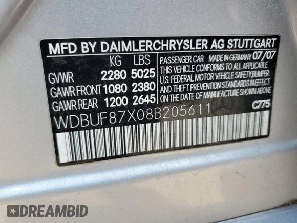 2008 Mercedes-Benz E 350 Luxury z VIN WDBUF87X08B205611, wystawiony jako Copart lot #52583385 z przebiegiem 158 270 mil mil oraz Nie do naprawy • Non repairable. Historia ofert i sprzedaży dostępna na DreamBid. Obrazek 12.