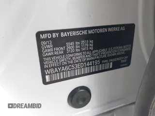 2014 BMW 7 Series 740i with VIN WBAYA6C53ED144195, listed as a IAAI auction lot 41720500 with 123,776 mi miles and . Bid and sale history available at DreamBid. Image 9.