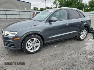 2018 Audi Q3 Premium with VIN WA1BCCFS7JR009702, listed as a Copart auction lot 58144845 with 57,442 mi miles and Salvage title. Bid and sale history available at DreamBid. Image 1.