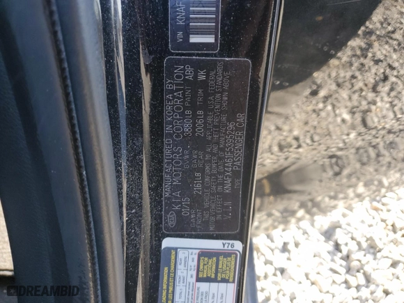 2015 Kia Forte LX with VIN KNAFX4A61F5395296, listed as a Copart auction lot 45995435 with 47,566 mi miles and Salvage Title. Bid and sale history available at carsss.com. Image 12.