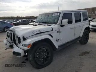 2021 Jeep Wrangler Unlimited Sahara High Altitude with VIN 1C4HJXENXMW759335, listed as a Copart auction lot 76015124 with 47,110 mi miles and Salvage title. Bid and sale history available at DreamBid. Image 1.