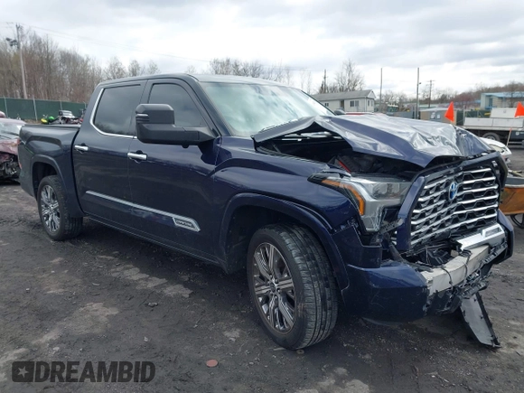 2022 Toyota Tundra Capstone Hybrid with VIN 5TFVC5DB5NX009829, listed as a IAAI auction lot 41983391 with 70,015 mi miles and . Bid and sale history available at DreamBid. Image 1.