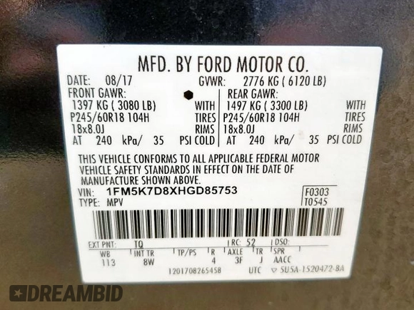 2017 Ford Explorer XLT с VIN 1FM5K7D8XHGD85753, выставлен на аукционе Copart как лот 58964305 с пробегом 50 198 миль миль и Списание • Salvage title. История ставок и продаж доступна на DreamBid. Изображение 14.