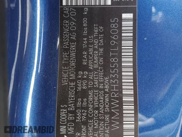 2008 MINI Convertible S с VIN WMWRH33558TL96085, выставлен на аукционе Copart как лот 52648825 с пробегом 101 199 миль миль и Чистый • Clean title. История ставок и продаж доступна на DreamBid. Изображение 12.