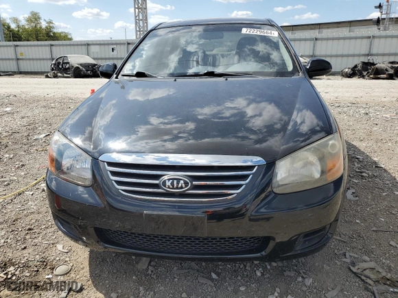 2009 Kia Spectra EX with VIN KNAFE221295624733, listed as a Copart auction lot 72229664 with 115,179 mi miles and Salvage Title. Bid and sale history available at carsss.com. Image 5.
