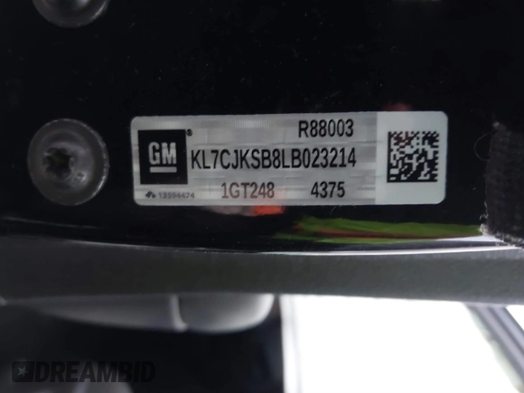 2020 Chevrolet Trax LS with VIN KL7CJKSB8LB023214, listed as a IAAI auction lot 41155692 with 47,876 mi miles. Bid and sale history available at carsss.com. Image 9.