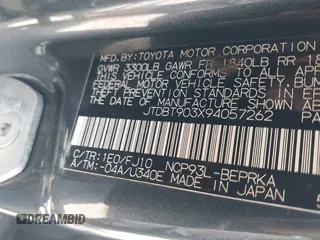 2009 Toyota Yaris z VIN JTDBT903X94057262, wystawiony jako IAAI lot #42056762 z przebiegiem 217 757 mil mil oraz . Historia ofert i sprzedaży dostępna na DreamBid. Obrazek 9.
