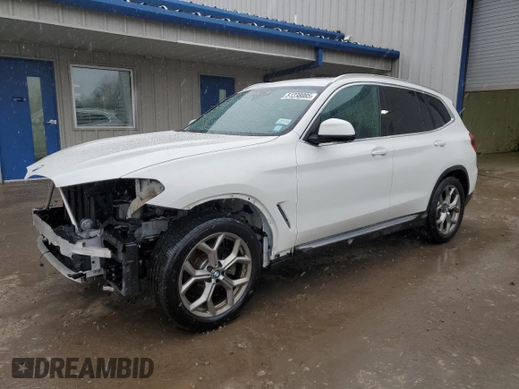 2020 BMW X3 xDrive30i with VIN 5UXTY5C02LLT32702, listed as a Copart auction lot 51238085 with 56,033 mi miles and Salvage Title. Bid and sale history available at DreamBid. Image 1.
