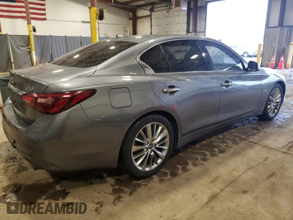 2019 Infiniti Q50 Luxe with VIN JN1EV7AP4KM519630, listed as a Copart auction lot 51926895 with 92,947 mi miles and Salvage title. Bid and sale history available at DreamBid. Image 3.