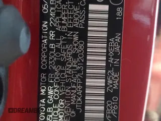 2020 Toyota Prius LE z VIN JTDKARFP7L3120380, wystawiony jako Copart lot #59051355 z przebiegiem 35 629 mil mil oraz Szkoda całkowita • Salvage title. Historia ofert i sprzedaży dostępna na DreamBid. Obrazek 12.