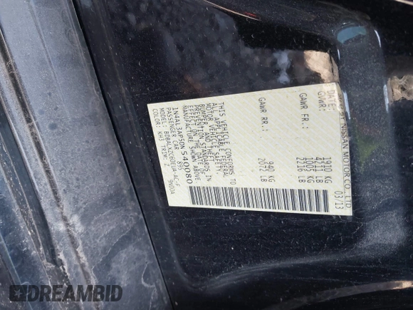 2013 Nissan Altima SV with VIN 1N4AL3AP5DN540080, listed as a IAAI auction lot 42105538 with Not Provided miles and . Bid and sale history available at carsss.com. Image 9.