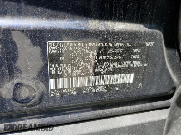 2022 Toyota RAV4 XLE z VIN 2T3P1RFV1NW282106, wystawiony jako Copart lot #61393295 z przebiegiem 46 035 mil mil oraz Szkoda całkowita • Salvage title. Historia ofert i sprzedaży dostępna na DreamBid. Obrazek 13.