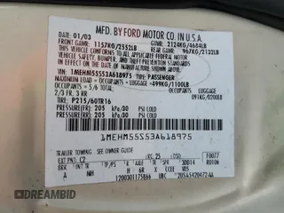 2003 Mercury Sable LS z VIN 1MEHM55S53A618975, wystawiony jako Copart lot #52073645 z przebiegiem 88 650 mil mil oraz Szkoda całkowita • Salvage title. Historia ofert i sprzedaży dostępna na DreamBid. Obrazek 12.