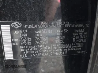 2023 Hyundai Santa Fe Calligraphy with VIN 5NMS5DAL9PH606417, listed as a IAAI auction lot 42349495 with 13,417 mi miles and . Bid and sale history available at DreamBid. Image 9.