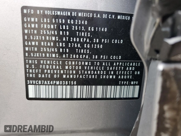 2023 Volkswagen Tiguan SE R-Line Black с VIN 3VVCB7AX4PM038156, выставлен на аукционе Copart как лот 58963155 с пробегом 24 871 миль миль и Списание • Salvage title. История ставок и продаж доступна на DreamBid. Изображение 14.
