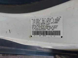 2003 Honda CR-V EX with VIN SHSRD778X3U102596, listed as a IAAI auction lot 41337565 with 1 mi miles. Bid and sale history available at carsss.com. Image 9.
