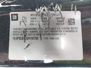 2013 Buick Verano Leather Group with VIN 1G4PS5SK2D4156796, listed as a IAAI auction lot 41721341 with 104,207 mi miles. Bid and sale history available at carsss.com. Image 9.