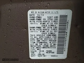 2014 Nissan Murano S with VIN JN8AZ1MWXEW503154, listed as a IAAI auction lot 41464271 with 1 mi miles. Bid and sale history available at carsss.com. Image 9.
