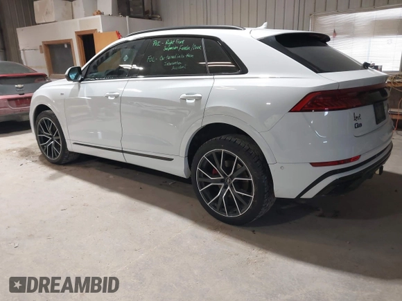 2021 Audi Q8 Premium Plus z VIN WA1EVAF11MD013975, wystawiony jako IAAI lot #41380207 z przebiegiem 77 979 mil mil oraz . Historia ofert i sprzedaży dostępna na DreamBid. Obrazek 3.