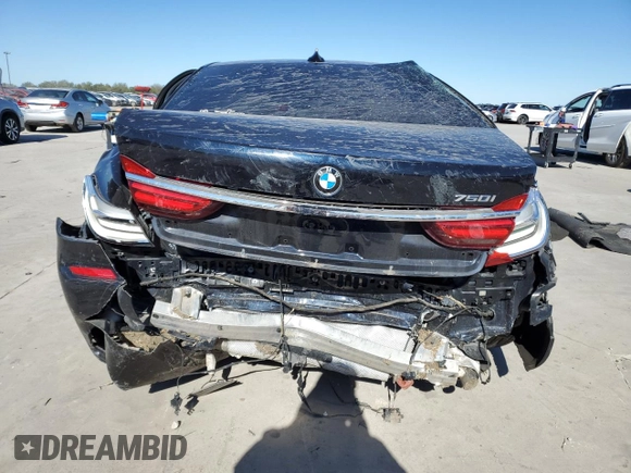 2018 BMW 7 Series 750i with VIN WBA7F0C50JGM23350, listed as a Copart auction lot 80530694 with 0 mi miles and Salvage Title. Bid and sale history available at carsss.com. Image 6.
