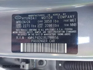 2024 Hyundai Elantra Limited with VIN KMHLP4DG1RU798856, listed as a IAAI auction lot 41605353 with 7,487 mi miles. Bid and sale history available at carsss.com. Image 9.