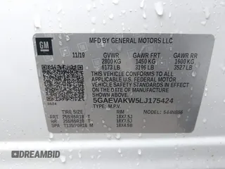 2020 Buick Enclave Essence with VIN 5GAEVAKW5LJ175424, listed as a IAAI auction lot 41876102 with 65,430 mi miles. Bid and sale history available at carsss.com. Image 9.