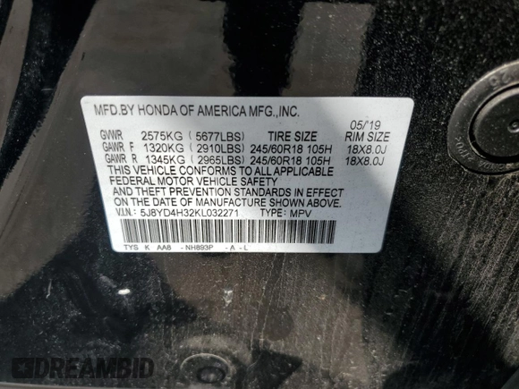 2019 Acura MDX z VIN 5J8YD4H32KL032271, wystawiony jako Copart lot #59974225 z przebiegiem 114 105 mil mil oraz Szkoda całkowita • Salvage title. Historia ofert i sprzedaży dostępna na DreamBid. Obrazek 13.