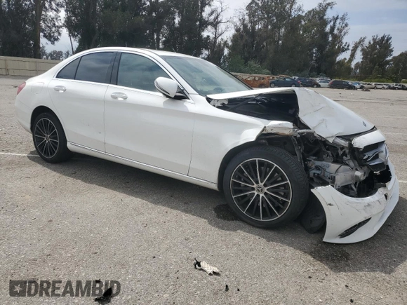2021 Mercedes-Benz C 300 with VIN W1KWF8DB0MR620874, listed as a Copart auction lot 53074255 with 46,832 mi miles and Salvage title. Bid and sale history available at DreamBid. Image 4.
