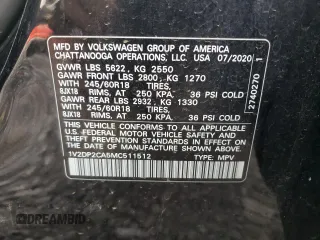 2021 Volkswagen Atlas SE with VIN 1V2DP2CA5MC511512, listed as a Copart auction lot 74639444 with 48,868 mi miles and Salvage title. Bid and sale history available at DreamBid. Image 13.