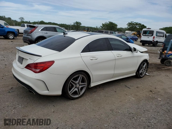 2014 Mercedes-Benz CLA 250 with VIN WDDSJ4GB3EN124980, listed as a Copart auction lot 57704585 with 86,643 mi miles and Salvage title. Bid and sale history available at DreamBid. Image 3.