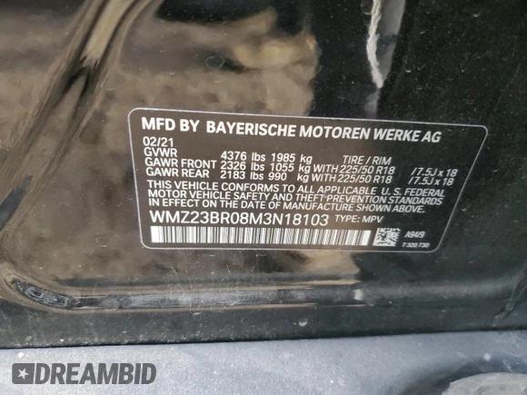 2021 MINI Countryman Oxford Edition with VIN WMZ23BR08M3N18103, listed as a Copart auction lot 48546585 with 47,209 mi miles and Salvage Title. Bid and sale history available at carsss.com. Image 12.