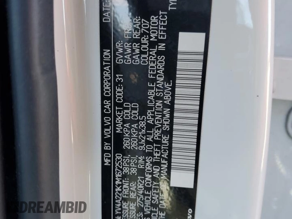 2021 Volvo XC90 Momentum with VIN YV4A221K1M1672530, listed as a Copart auction lot 43534275 with 64,527 mi miles and Salvage Title. Bid and sale history available at DreamBid. Image 12.