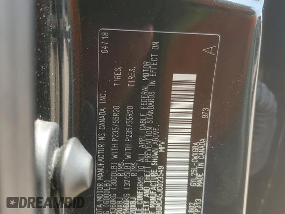 2018 Lexus RX 450h with VIN 2T2BGMCA5JC023549, listed as a Copart auction lot 54777435 with 90,014 mi miles and Salvage title. Bid and sale history available at DreamBid. Image 14.