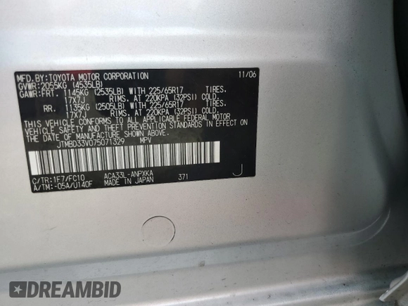 2007 Toyota RAV4 with VIN JTMBD33V075071329, listed as a Copart auction lot 50227585 with 0 mi miles and Salvage Title. Bid and sale history available at carsss.com. Image 15.