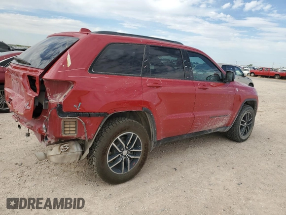 2018 Jeep Grand Cherokee Trailhawk with VIN 1C4RJFLGXJC477597, listed as a Copart auction lot 56338075 with 91,443 mi miles and Salvage title. Bid and sale history available at DreamBid. Image 3.