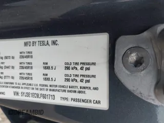 2020 Tesla Model 3 Performance z VIN 5YJ3E1EC9LF601713, wystawiony jako IAAI lot #41888617 z przebiegiem 70 517 mil mil oraz . Historia ofert i sprzedaży dostępna na DreamBid. Obrazek 9.