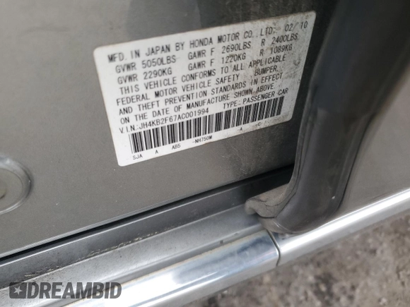2010 Acura RL Technology z VIN JH4KB2F67AC001994, wystawiony jako Copart lot #89250145 z przebiegiem 171 750 mil mil oraz Szkoda całkowita • Salvage title. Historia ofert i sprzedaży dostępna na DreamBid. Obrazek 12.