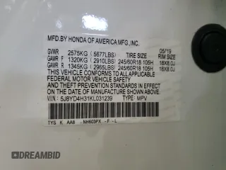 2019 Acura MDX with VIN 5J8YD4H31KL031239, listed as a Copart auction lot 44961055 with 92,592 mi miles and Salvage Title. Bid and sale history available at carsss.com. Image 13.