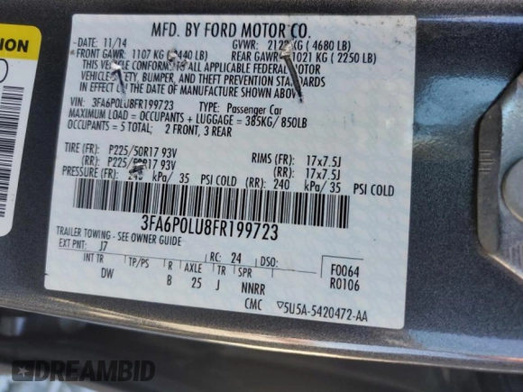 2015 Ford Fusion SE Hybrid with VIN 3FA6P0LU8FR199723, listed as a Copart auction lot 46188325 with 154,263 mi miles and Salvage Title. Bid and sale history available at carsss.com. Image 12.