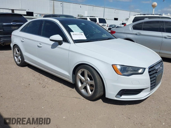 2015 Audi A3 1.8T Premium with VIN WAUACGFF0F1033693, listed as a IAAI auction lot 41823346 with 70,140 mi miles. Bid and sale history available at carsss.com. Image 1.
