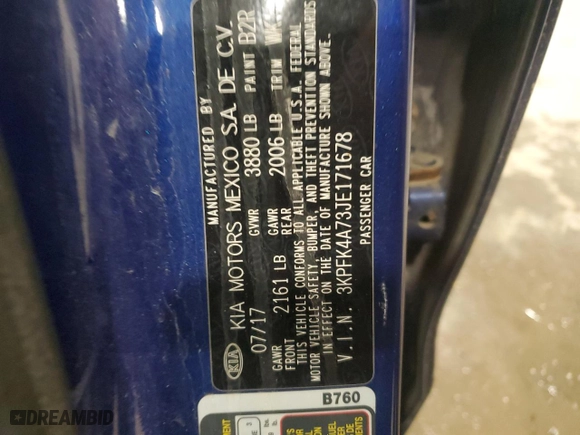 2018 Kia Forte LX with VIN 3KPFK4A73JE171678, listed as a Copart auction lot 50315475 with 143,521 mi miles and Salvage Title. Bid and sale history available at carsss.com. Image 14.