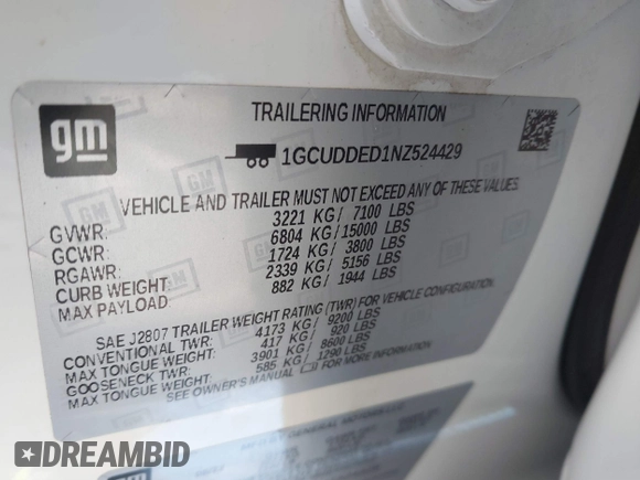 2022 Chevrolet Silverado 1500 LT with VIN 1GCUDDED1NZ524429, listed as a IAAI auction lot 41624306 with Not Provided miles and . Bid and sale history available at DreamBid. Image 9.