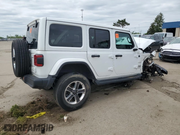 2023 Jeep Wrangler Sahara with VIN 1C4HJXEG6PW577427, listed as a Copart auction lot 57229185 with Not provided miles and Non repairable. Bid and sale history available at DreamBid. Image 3.