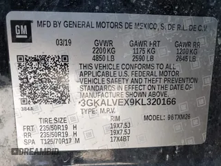 2019 GMC Terrain SLT with VIN 3GKALVEX9KL320166, listed as a IAAI auction lot 42006179 with 98,652 mi miles. Bid and sale history available at carsss.com. Image 9.