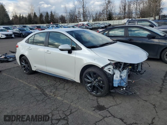2023 Toyota Corolla Hybrid LE with VIN JTDBDMHE3P3004590, listed as a Copart auction lot 43455145 with 8,691 mi miles and Salvage Title. Bid and sale history available at carsss.com. Image 4.